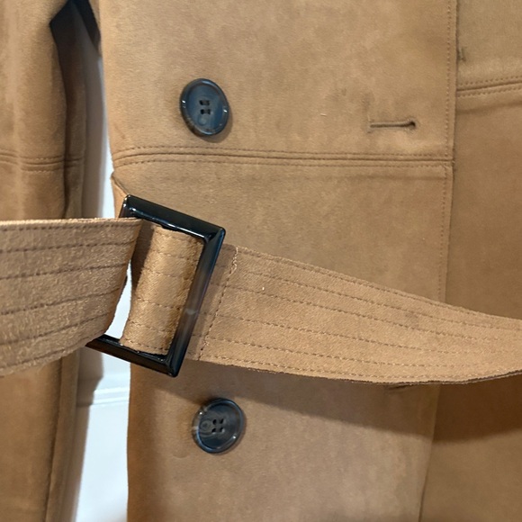 H & M Double-Breasted Faux Suede Trench Coat - Picture 2 of 3